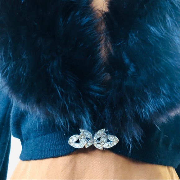 Vintage Fur Trim Cropped Cardigan - Picture 4 of 12
